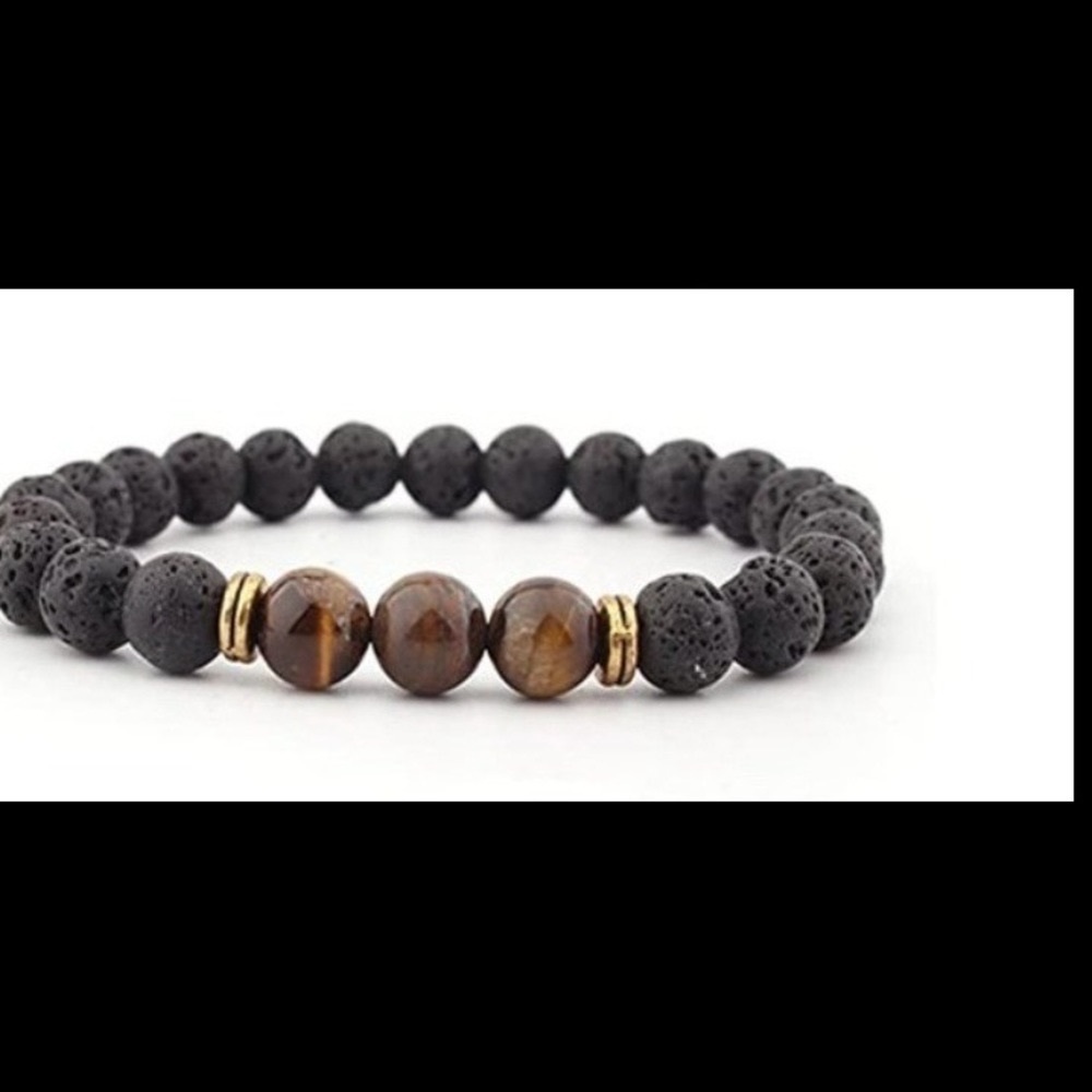 Unisex Tiger Eye Anxiety Lava Rock Essential Oil Diffuser Bracelet Elast…